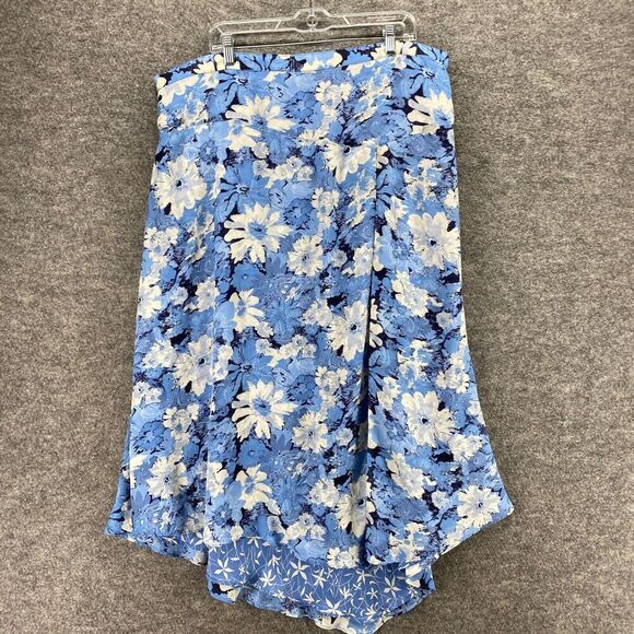 CJBanks Skirt Women 3X Plus Blue Floral Maxi Long Mid Rise Pull On Elastic Waist - Picture 3 of 9
